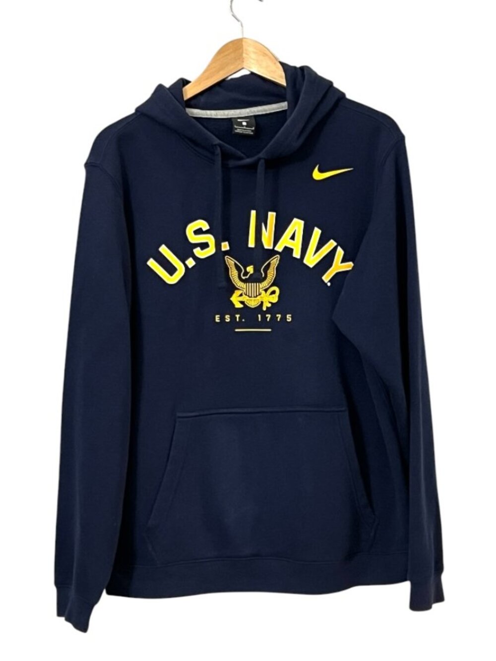 Nike U.S. Navy Hoodie Mens L Navy Blue Pullover Sweatshirt Military Logo Swoosh